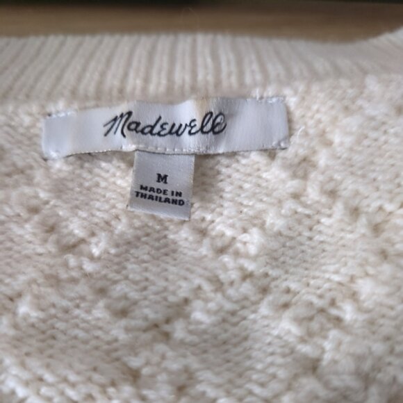 Madewell Cable-Knit V-Neck Sweater Vest Antique Cream Size Med Oversized - Picture 6 of 8